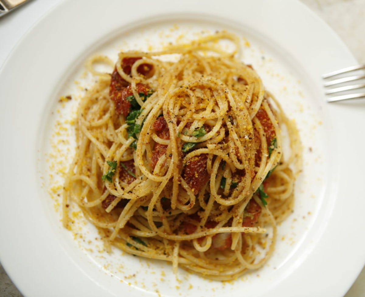 house-made tonnarelli pasta with tomato